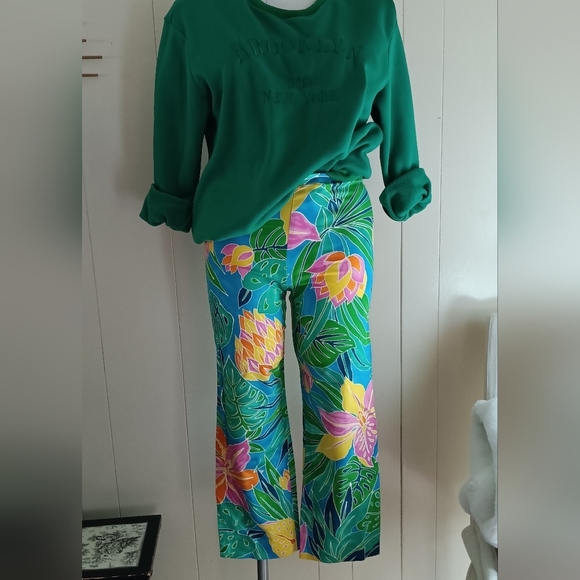 Lauren Ralph Lauren Tropical Print Ankle Pants Side Zip Colorful Sz 10 - Picture 5 of 15